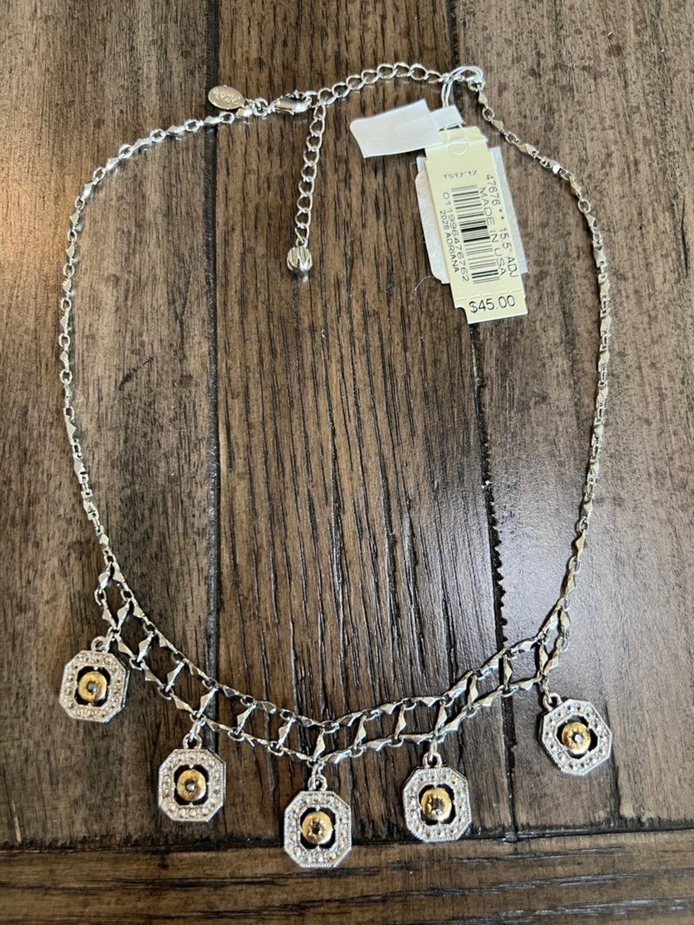 Gold and Silver Tone Pendant Charm Necklace - Women Jewelry